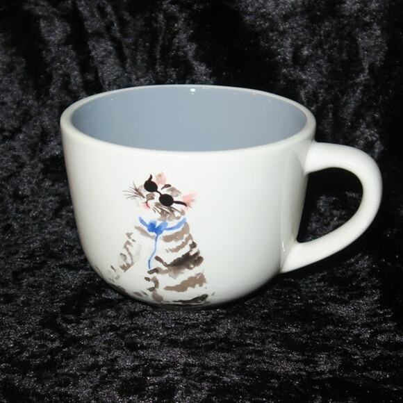 RARE Blind Cat Mouse World Market Mug Tabby Kitty CRAZING bottom Vintage Unique - Picture 2 of 11
